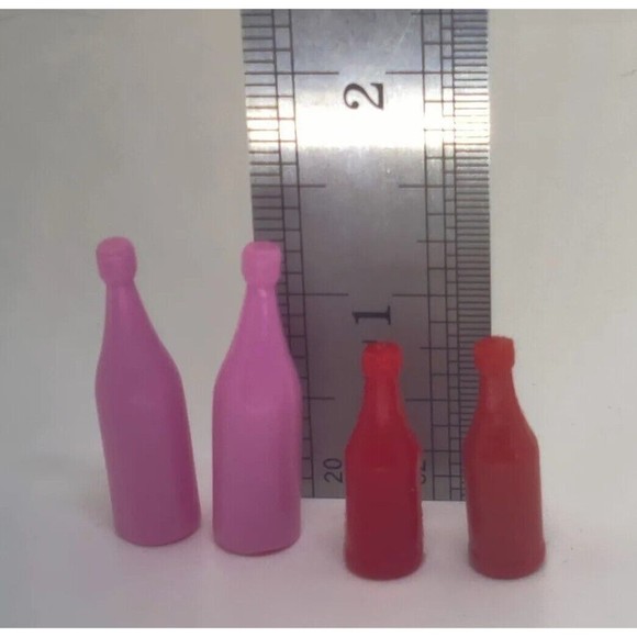 Vintage Barbie 1980s Doll Kitchen Accessories Bottle Drinks Soda Juice Pink Red - Picture 3 of 3